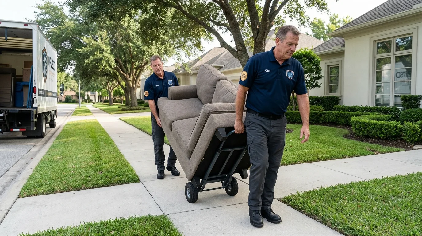 Local residential moving crew loading furniture in Garden City, NY